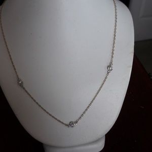 14k 3 stone diamond necklace